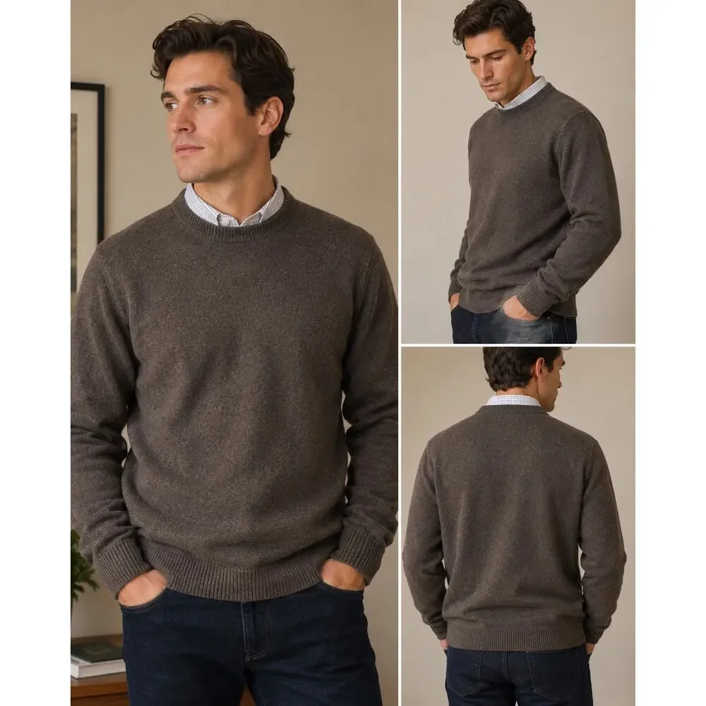 Jos. A. Bank Executive Collection Lambswool Crewneck Sweater Size Large Brown